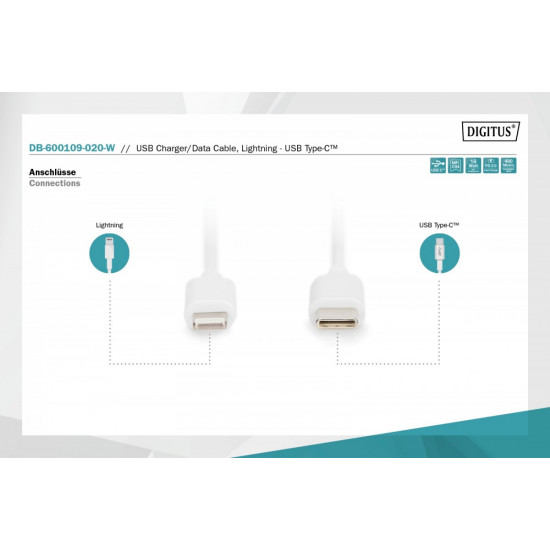 Lightning to USB-C cable DB-600109-020-W