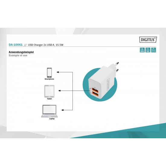 USB Charger 2x USB-A DA-10061