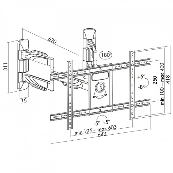 TV corner wall mount, 37-70 39 , 45kg. max