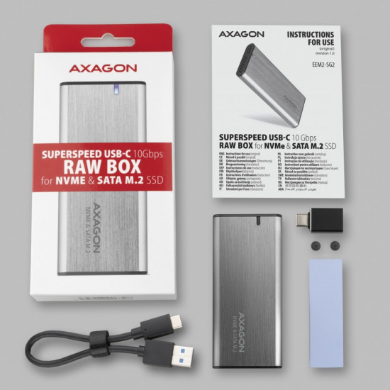 ALU box EEM2-SG2 USB-C 3.2 Gen 2 - M.2 NVMe / SATA SSD 30-80mm 