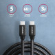 AXAGON BUCM3-CM10AB cable USB-C USB-C 3.2 Gen 1, 1m, PD 60W, 3A, ALU, braid, Black