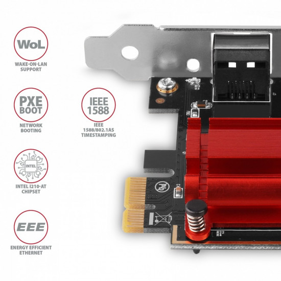 PCIe Adapter PCEE-GIX Gigabit Ethernet Intel i210-AT, PXE, w. SP & LP