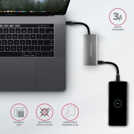 Hub HMC-4G2 2x USB-A + 2x USB-C, USB-C 3.2 Gen 2 10Gbps, 13cm USB-C cable