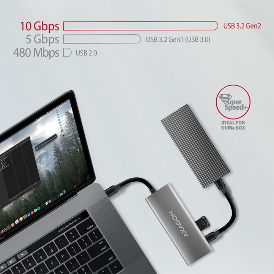 Hub HMC-5G2 2x USB-A + 2x USB-C + HDMI, USB-C 3.2 Gen 2 10Gbps, PD 60W, 13cm USB-C cable