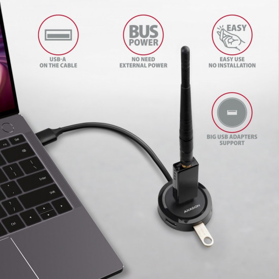 Hub HUE-P1A 4x USB3.2 Gen 1 ROUND, micro USB power IN, 30cm USB-A cable