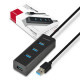 Charging Hub HUE-S2BL 4x USB 3.2 Gen 1 1.2m Cable, MicroUSB Charging