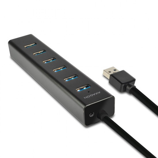 Charging Hub HUE-SA7BP 7x USB 3.2 Gen 1 ALU Incl. AC Adapter, Black