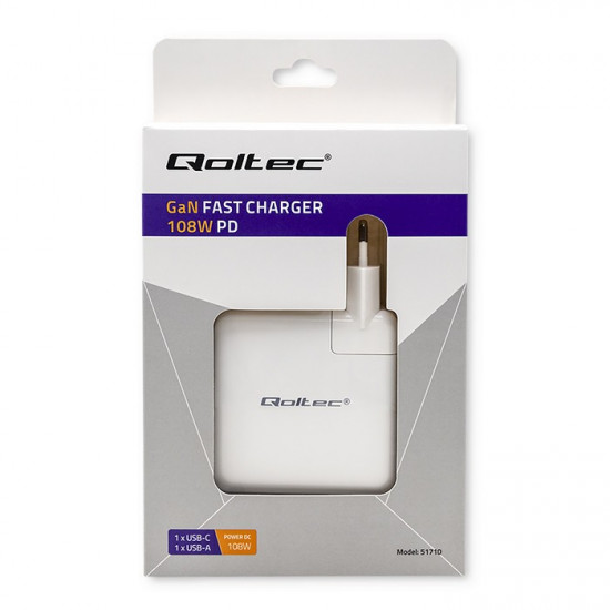 Power charger GaN FAST 108W, USB C, white