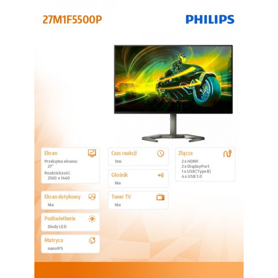 Monitor 27 inches 27M1F5500P Nano IPS 240Hz HDMIx2 DPx2 Pivot