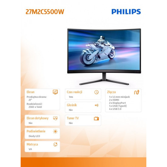 Monitor 27 inches Evnia 27M2C5500W Curved VA 240Hz HDMIx2 DPx2 HAS