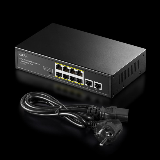 Switch FS1010PG 8xFE PoE+ 120W Gigabit Uplink