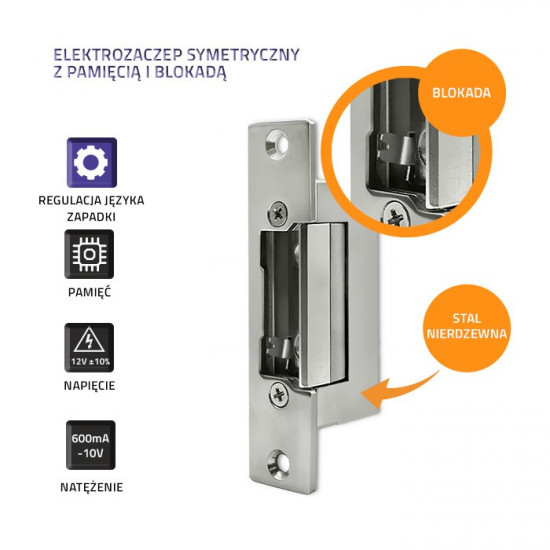 Electric strike with lock memory, 600mA, 12V