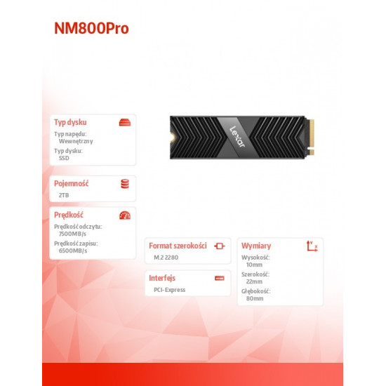 Disc SSD NM800Pro Radiator 2TB NVMe 7500/6500MB/s