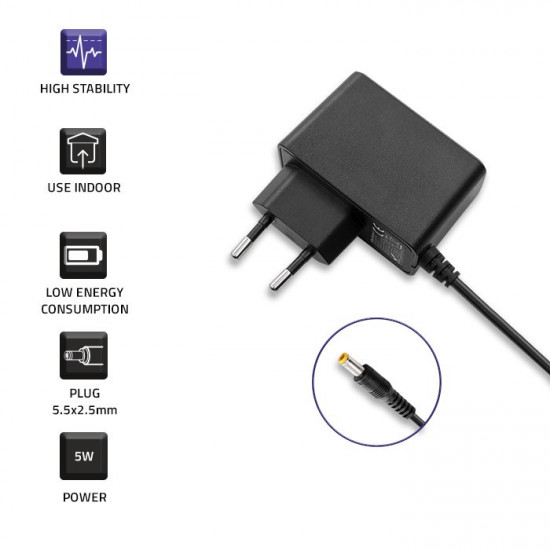 Plug in power supply 5W 5V, 1A, 5.5x2.5