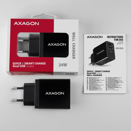 AXAGON ACU-QS24 wall charger Smart 5V 1,2A + 1