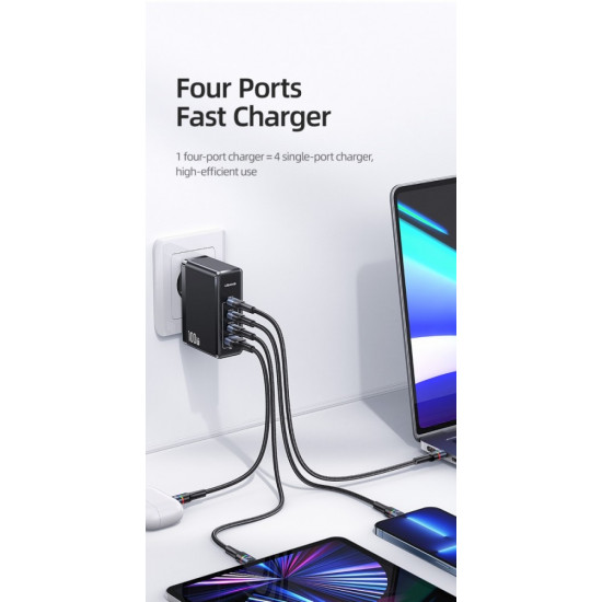 Charger GaN 100W PD T50 3xUSB-C + USB Fast