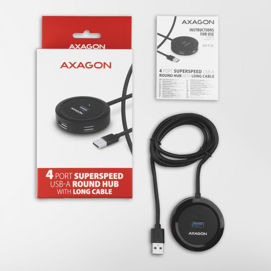 AXAGON HUE-P1AL Hub 4-p ort USB 3.2 Gen 1 ROUND