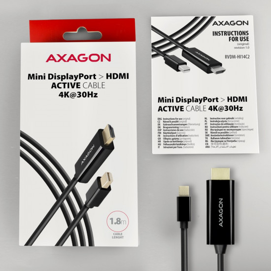 AXAGON RVDM-HI14C2 cabl e 1.8m MiniDP to HDMI 4