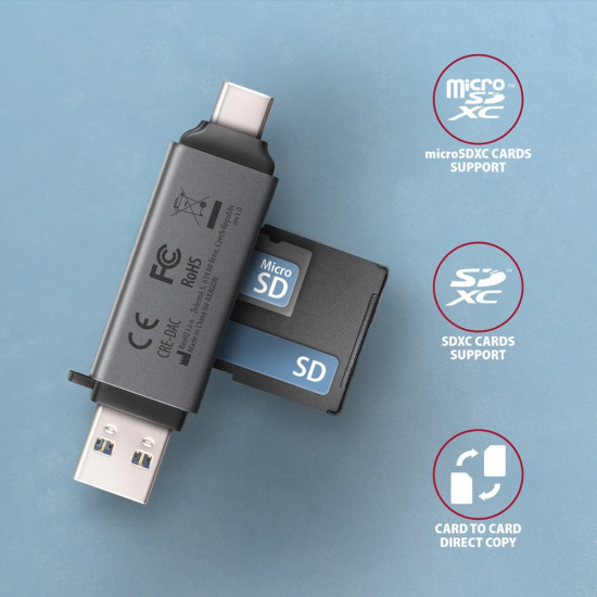 AXAGON CRE-DAC USB card reader SD/microSD USBA+