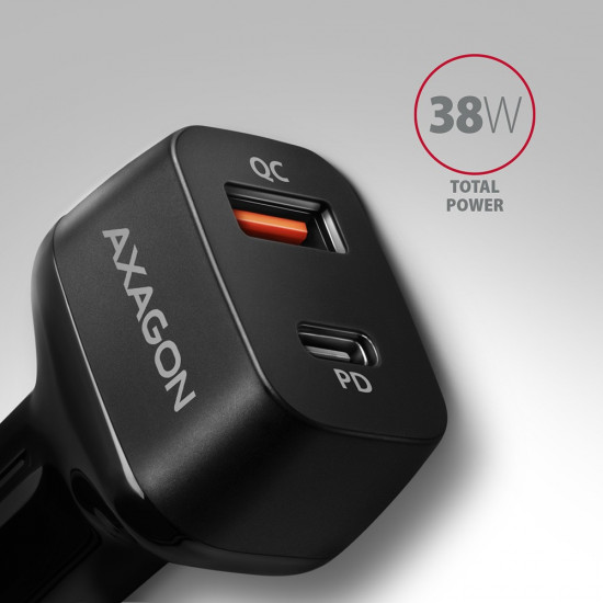 AXAGON PWC-PQ38 38W car charger 2x port USB-A+C