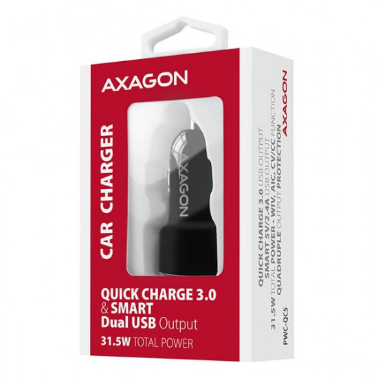 AXAGON PWC-QC5 31W car charger 2x port USB-A