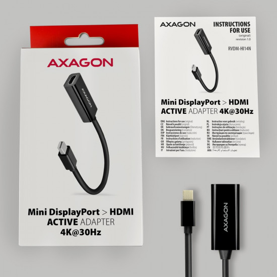 AXAGON RVDM-HI14N activ e adapter MiniDP to HDM