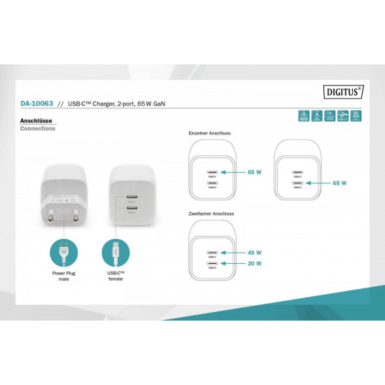 USB Charger 2x USB-C DA-10063