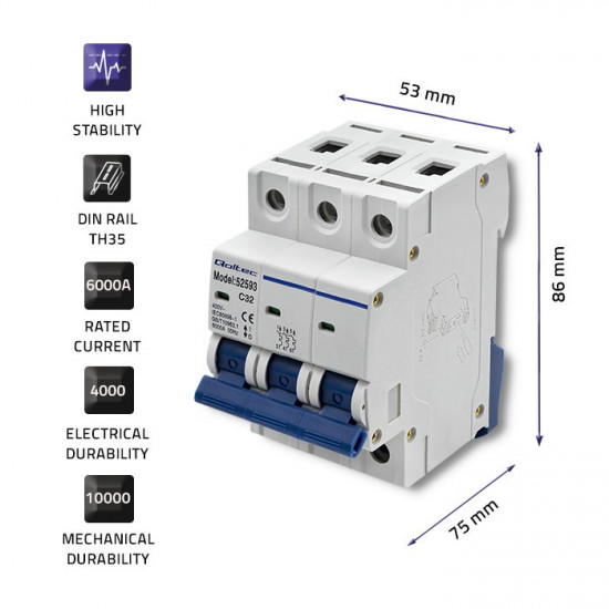 Overcurrent circuit breaker C32, fuse, AC