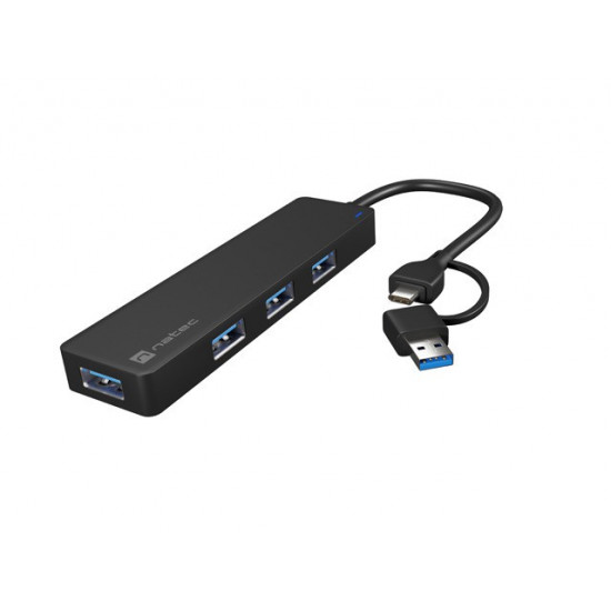 USB-C 3.0 Hub 4-Port Mayfly black + adapter