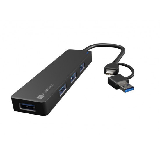 USB-C 3.0 Hub 4-Port Mayfly black + adapter