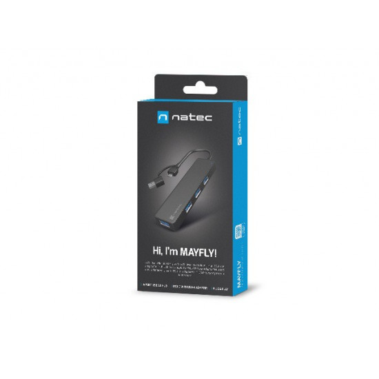 USB-C 3.0 Hub 4-Port Mayfly black + adapter