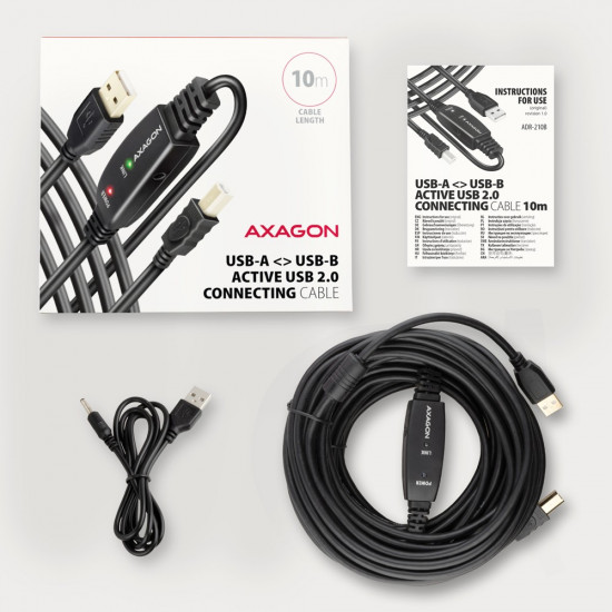 AXAGON ADR-210B USB 2.0 A-M - B-M act 10m cabl