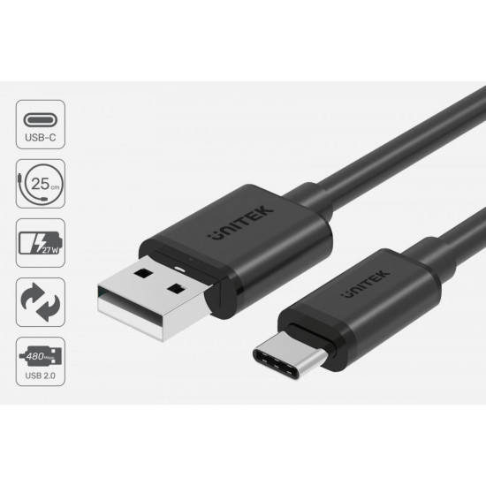 Cable USB-C - USB-A 2.0 1.5m M/M C14067BK