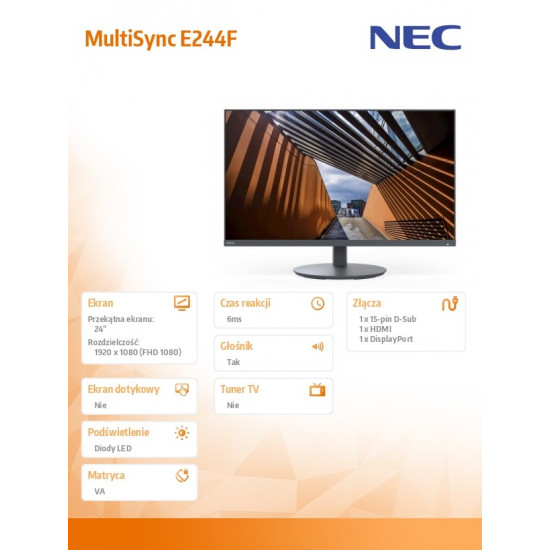 Monitor MultiSync E244F 24 inch DP HDMI black