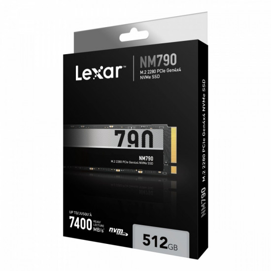 SSD|LEXAR|NM790|512GB|M.2|PCIe Gen4|NVMe|Write speed 4400 MBytes/sec|Read speed 7200 MBytes/sec|2.45mm|TBW 500 TB|MTBF 1500000 hours|LNM790X512G-RNNNG