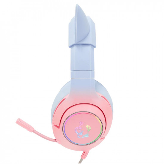 Gaming headset K9 7.1 RGB Surround cat-ear USB pink-blue