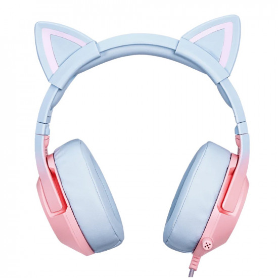 Gaming headset K9 7.1 RGB Surround cat-ear USB pink-blue