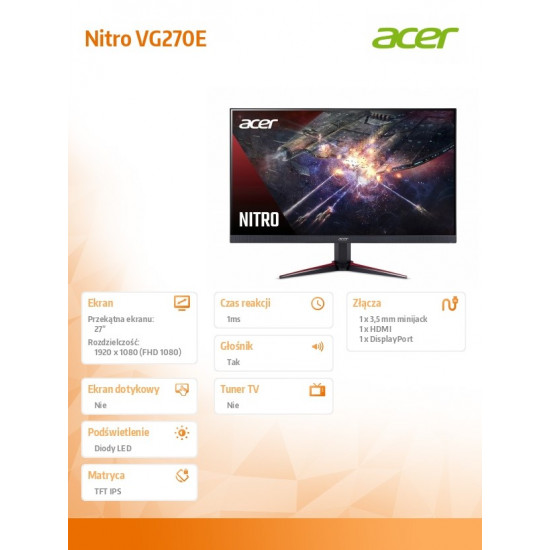 Monitor 27 inches Nitro VG270Ebmipx 100Hz/1ms/250NITS