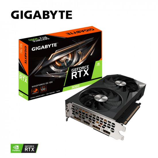 Graphics Card|GIGABYTE|NVIDIA GeForce RTX 3060|12 GB|GDDR6|192 bit|PCIE 4.0 16x|Memory 15000 MHz|GPU 1792 MHz|2xHDMI|2xDisplayPort|GV-N3060WF2OC-12GD2.0