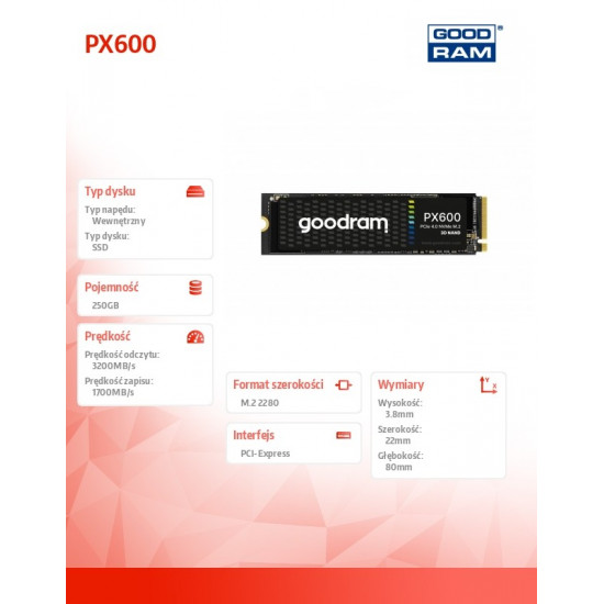 SSD PX600 250GB M.2 PCIe 4x4 NVMe 2280