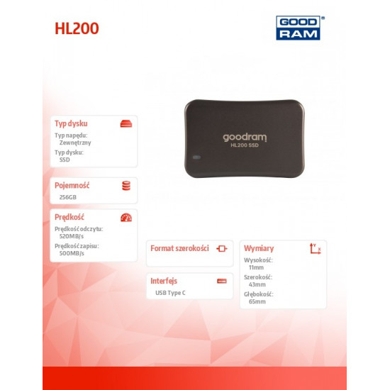 SSD HL200 256GB USB-C 3.2 Gen2