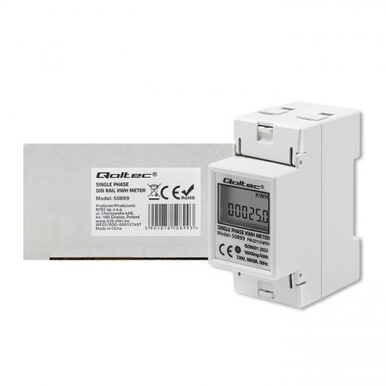 Single phase consumption meter, 230V, DIN rail