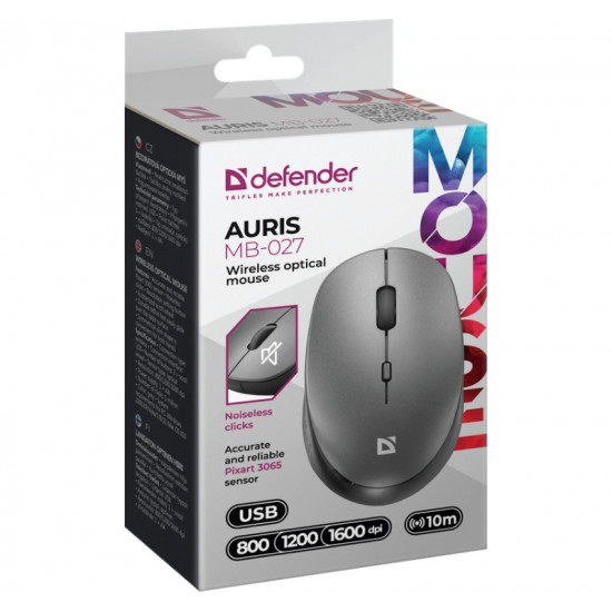 Wireless mouse silent click AURIS MB-027 800/1200/1600DPI grey