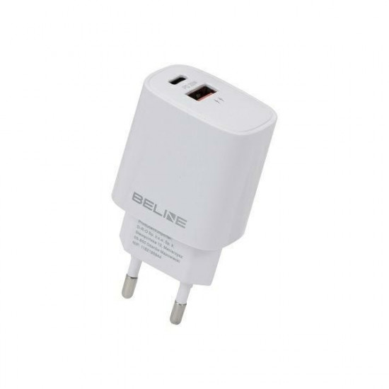 Charger 20W USB-C + USB-A white