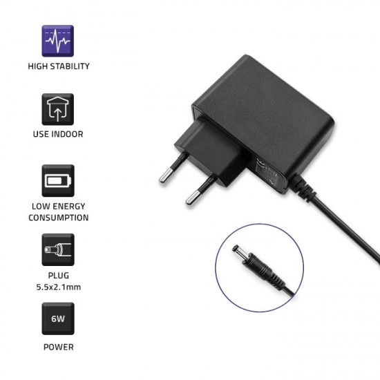 Plug in power supply 6W 6V, 1A, 5.5x2.1