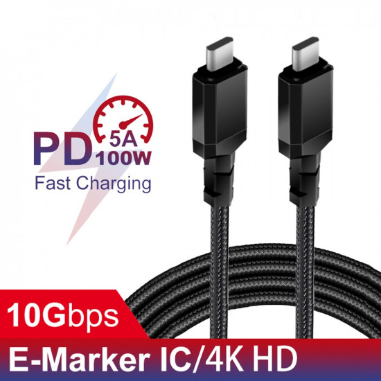 Cable 2x USB-C 100W 1m PD black Maclean MCE491