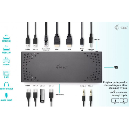 USB 3.0 / USB-C / Thunderbolt 2x HDMI + Power Delivery 85W docking station