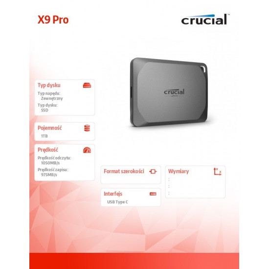 SSD drive X9 Pro 1TB USB-C 3.2 Gen2