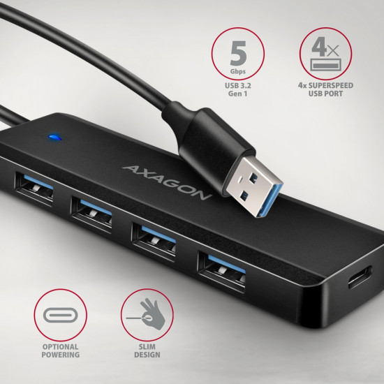 HUE-C1A, HUB 4-port USB 3.2 Gen 1 19cm cable