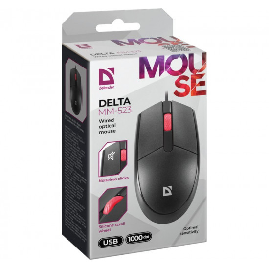 WIRED OPTIC MOUSE DELTA MM-523 BLACK